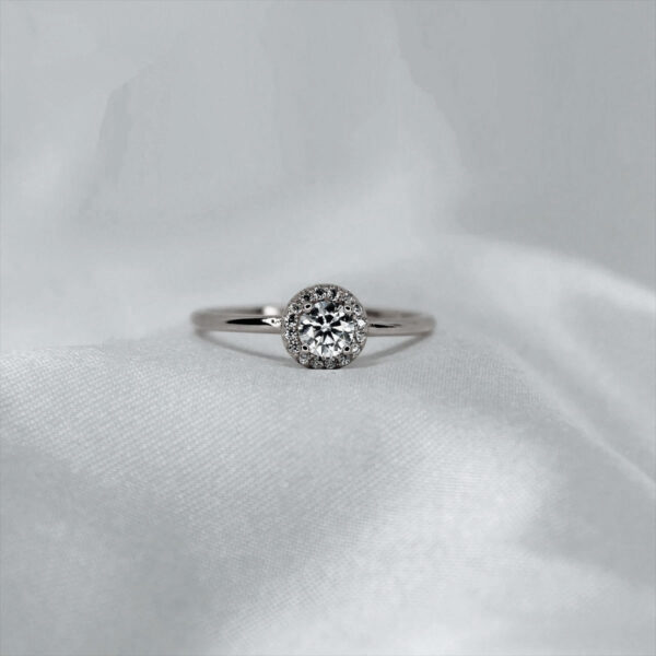 Platinum Round Bun, Moissanite Diamond Ring - MSJ052