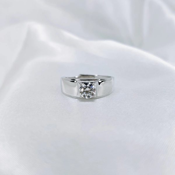 Simple Male Ring, Moissanite diamond Rings - MSN003