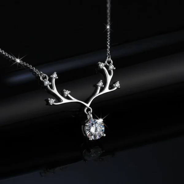 Deer Antler, Moissanite diamond Necklace