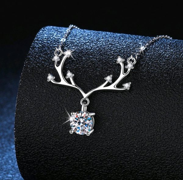 Deer Antler, Moissanite diamond Necklace- XLP030
