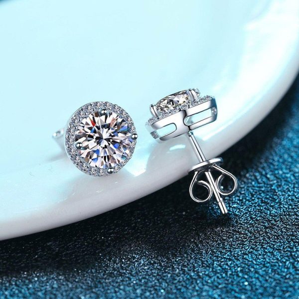 Four Claw Round, Moissanite simple earrings - VIZE059