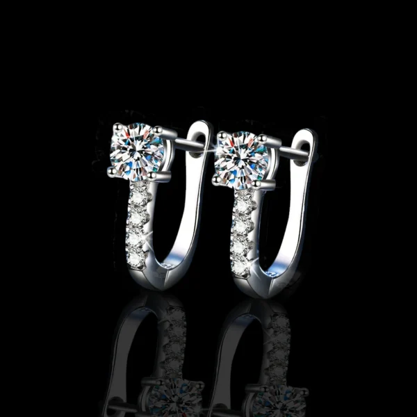 Classic U Hoop, Moissanite simple earrings - VIZE029