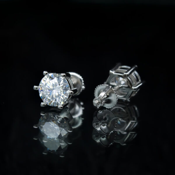 Six-Prong Stud Moissanite Diamond Earrings, 1.5ct each, Screw Back - VIZE060SX
