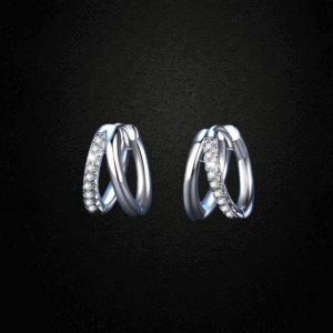 Double Hoop, Moissanite simple earrings