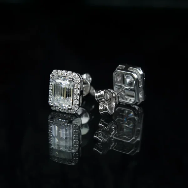 Emerald Stud, Moissanite Luxury Earrings - VIZE069