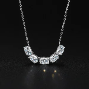 5 Star Oval, Moissanite diamond Necklace