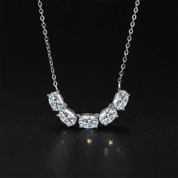 5 Star Oval, Moissanite diamond Necklace