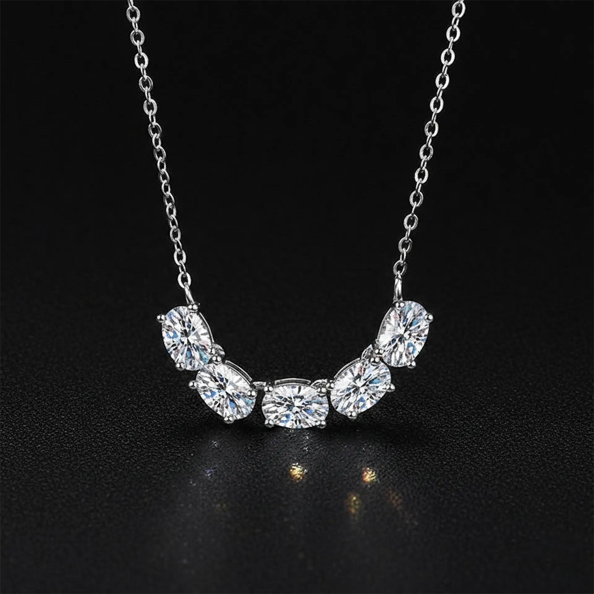 5 Star Oval, Moissanite diamond Necklace - Image 1