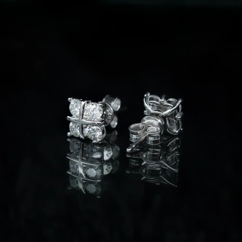 Kamini square, Moissanite simple earrings - VIZE019