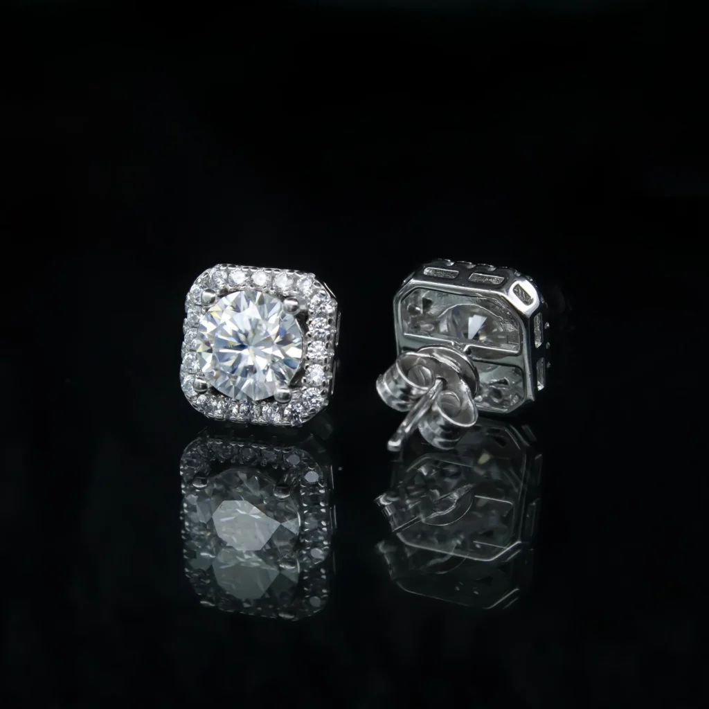 Luxury Square Stud, Moissanite Luxury Earrings - VIZE058