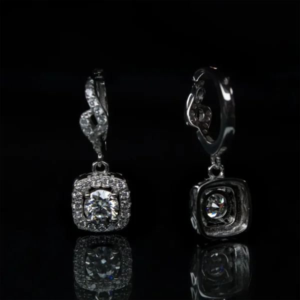 Bali luxury square, Moissanite simple earrings - VIZE030s