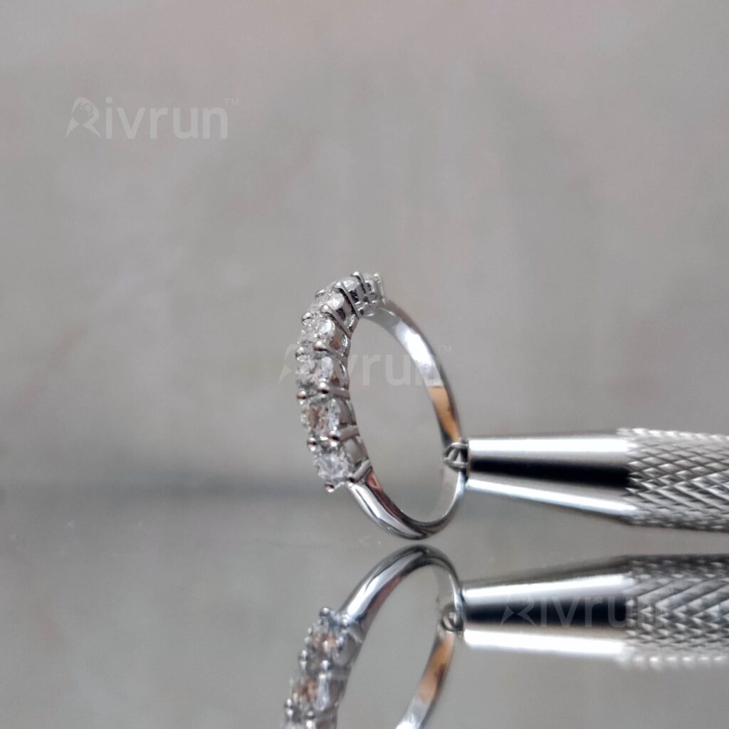 7 Stone Half Eternity, Moissanite diamond Ring