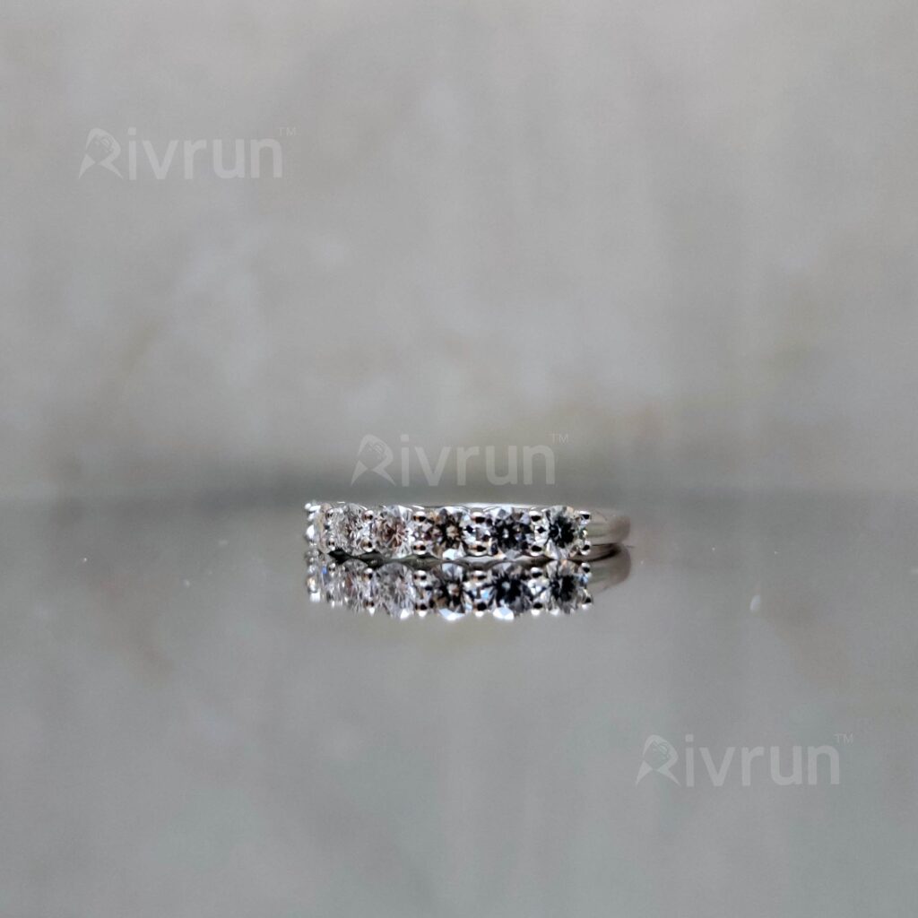 7 Stone Half Eternity, Moissanite diamond Ring