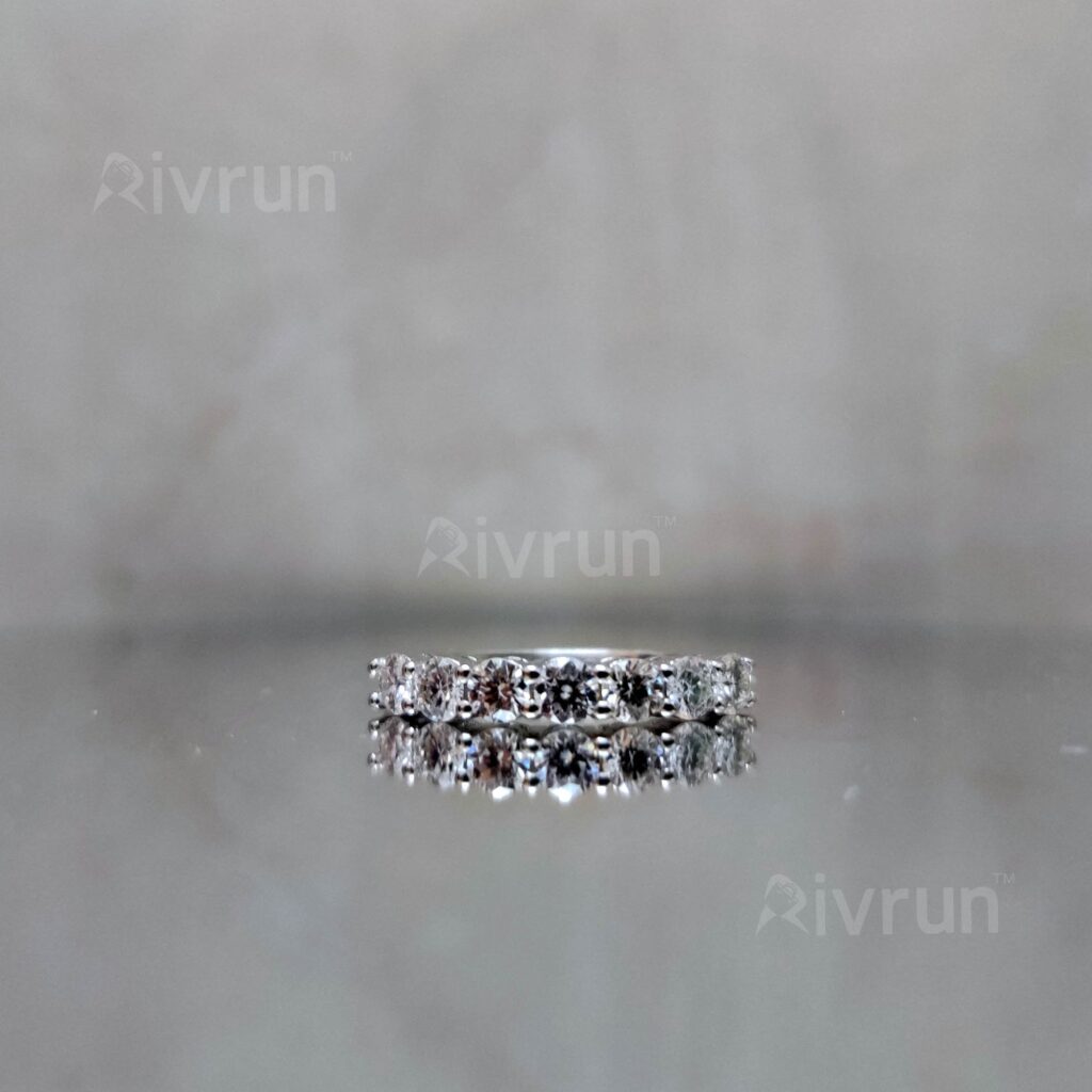 7 Stone Half Eternity, Moissanite diamond Ring