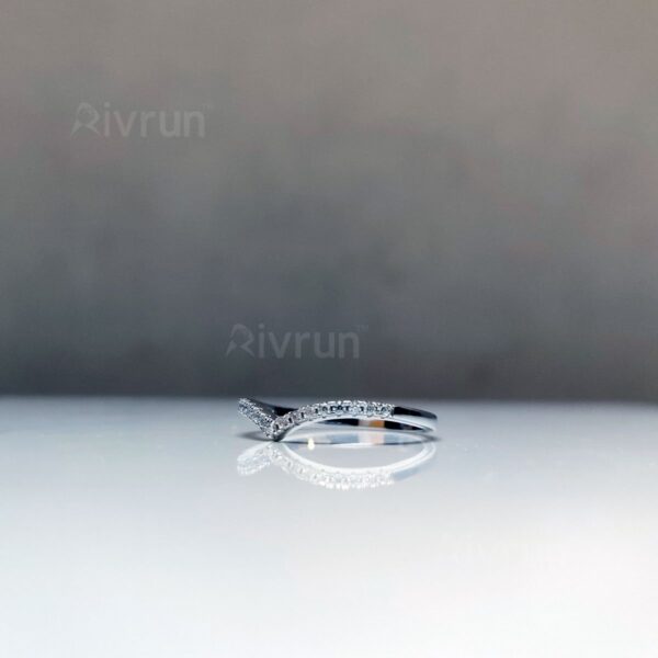 V Shaped Half Eternity Moissanite diamond Rings - XJZ048A - Image 5