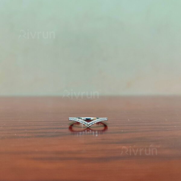 V Shaped Half Eternity Moissanite diamond Rings - XJZ048A - Image 7