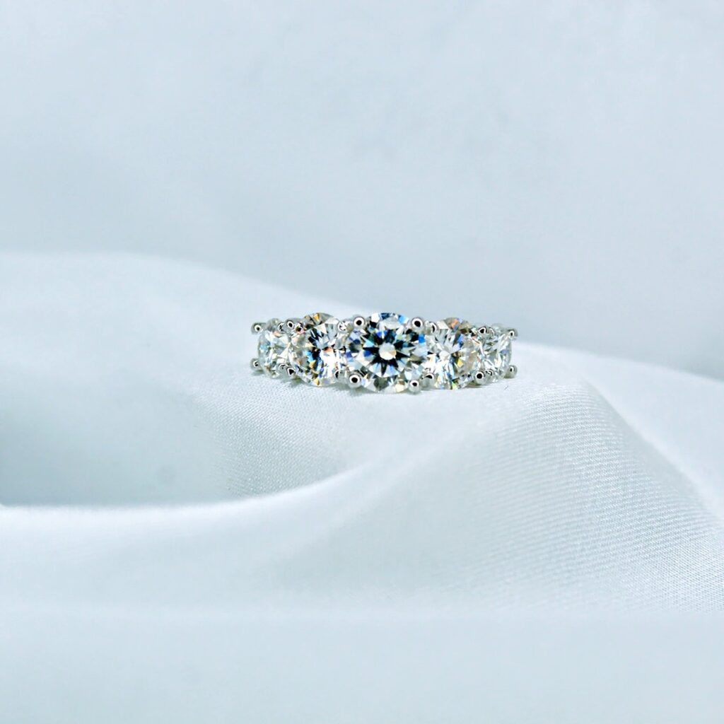 Five Star Light, Full Moissanite Diamond Ring