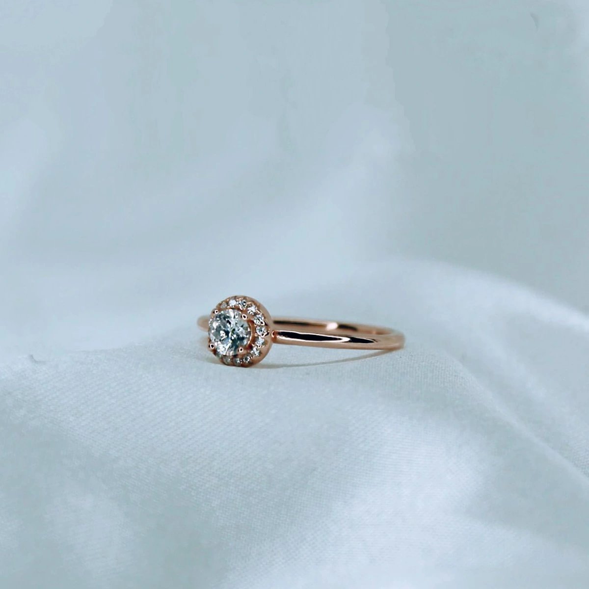 Platinum Round Bun, Moissanite Diamond Ring - MSJ052
