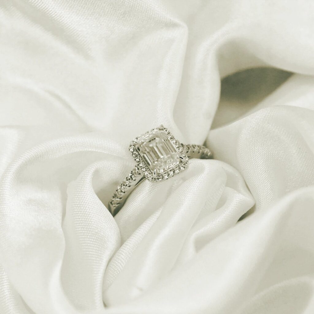 2 CT Emerald Cut, Moissanite diamond Rings