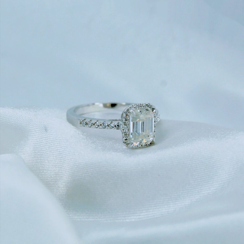 2 CT Emerald Cut, Moissanite diamond Rings