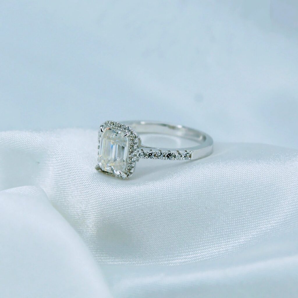 2 CT Emerald Cut, Moissanite diamond Rings