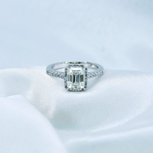 2 CT Emerald Cut, Moissanite diamond Rings - MSJ017 - Image 5