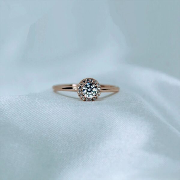 Platinum Round Bun, Moissanite Diamond Ring - MSJ052 - Image 3