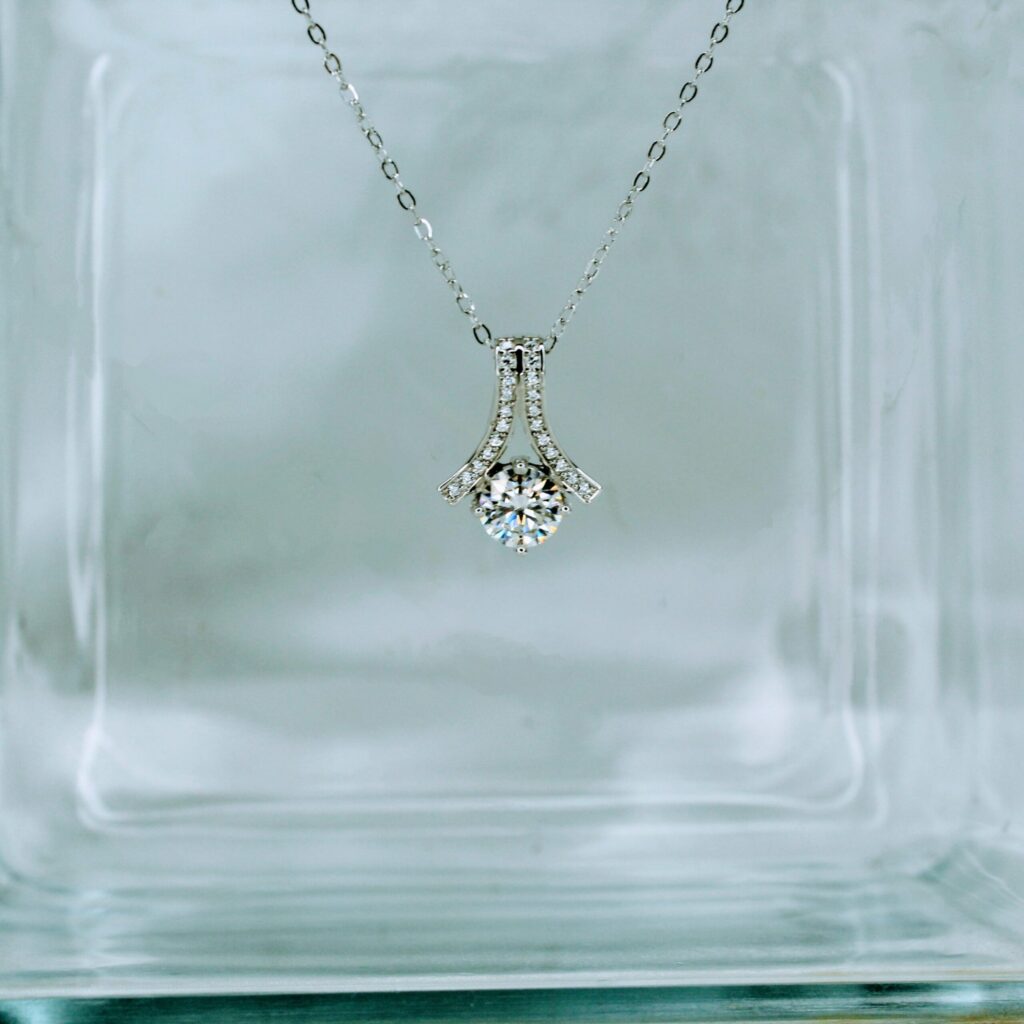 Herringbone, Moissanite diamond Pendant