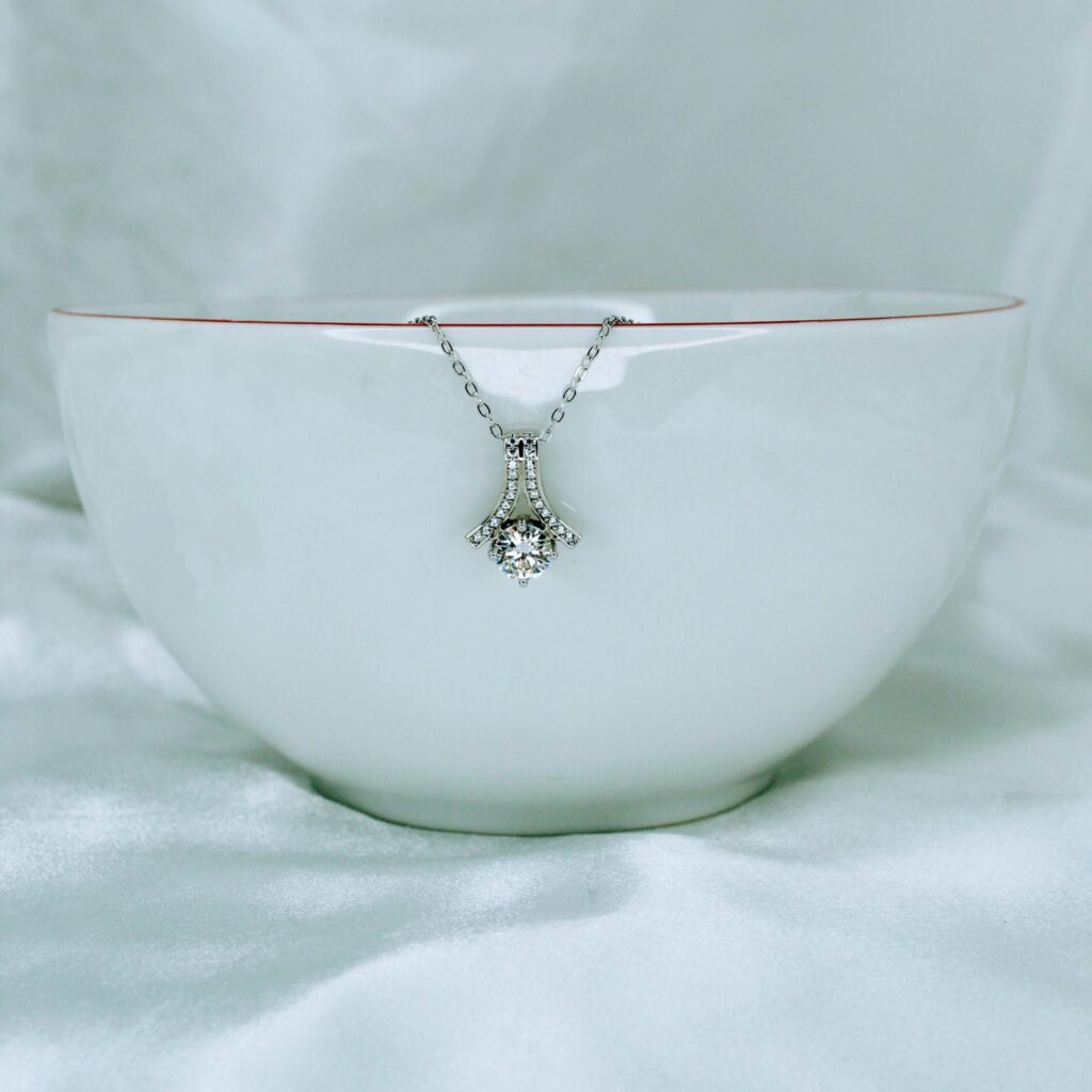 Herringbone, Moissanite diamond Pendant