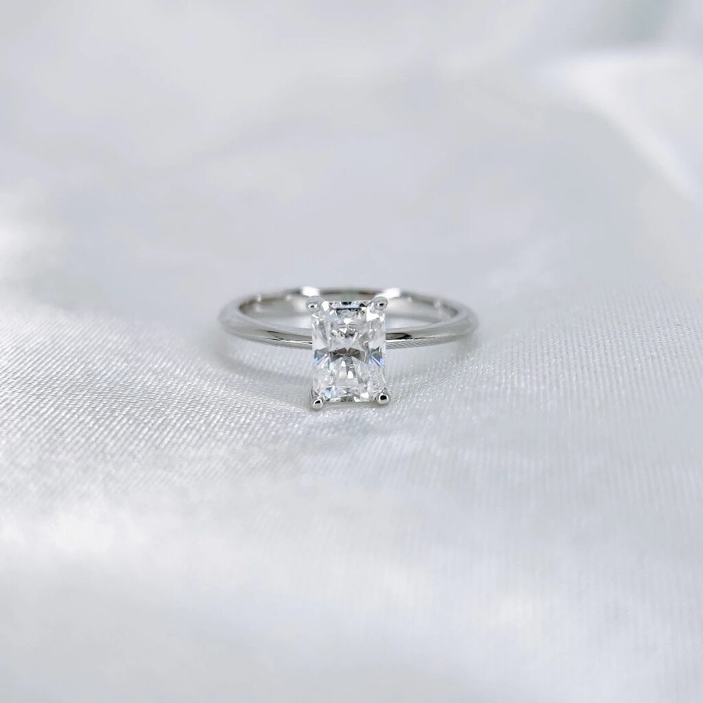 Radiant Solitaire, Moissanite diamond Rings