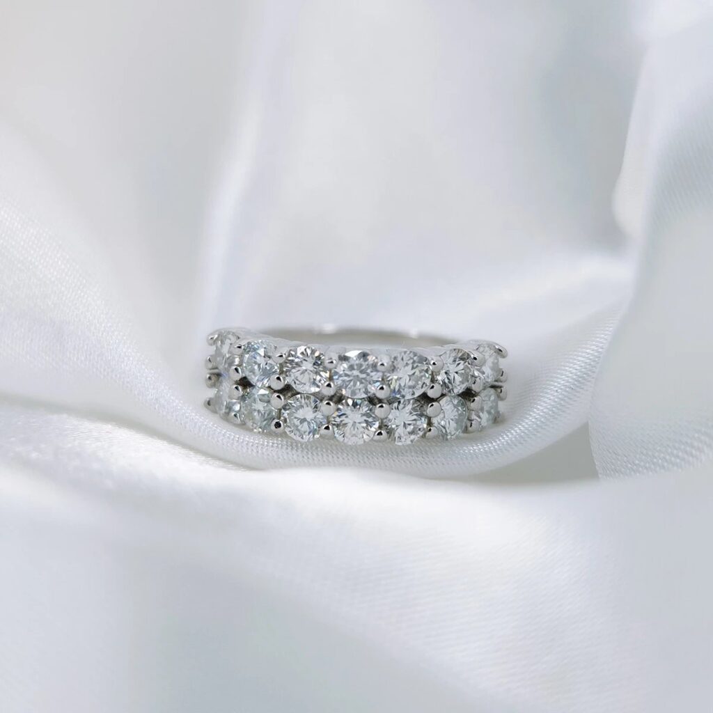14 Stone Half Eternity, Moissanite diamond Rings