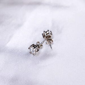 Six-Prong Stud Moissanite Diamond Earrings, 0.5ct each, Screw Back - Image 3