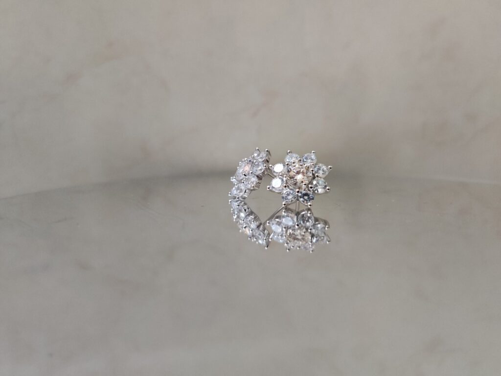 Kamini Flower, Moissanite simple earrings