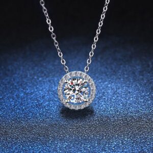 Round Halo , Moissanite diamond Pendant