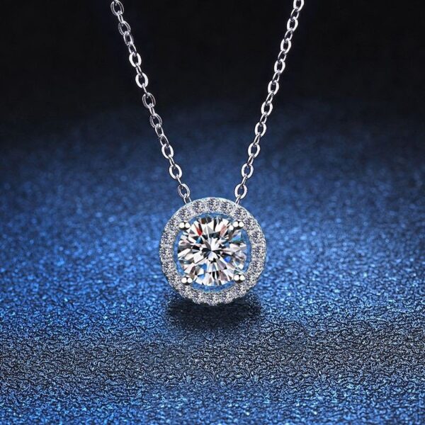 Round Halo , Moissanite diamond Pendant- XLP057s