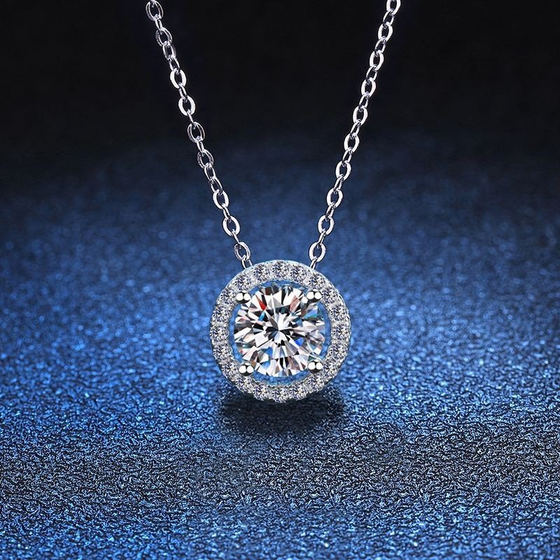 Round Halo , Moissanite diamond Pendant- XLP057s