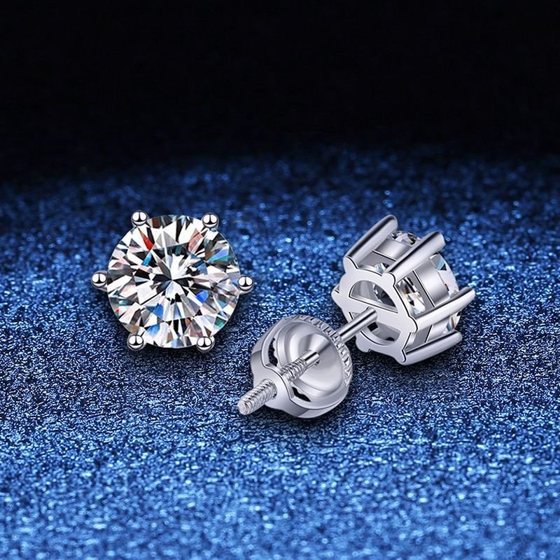 Single Stone Stud Big, Moissanite simple earrings - VIZE060X