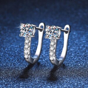Classic U Hoop, Moissanite simple earrings - VIZE029