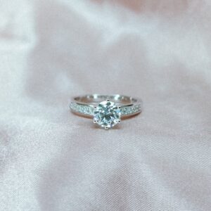 Side Accent Solitaire Diamond Ring, Moissanite diamond Ring - Image 3