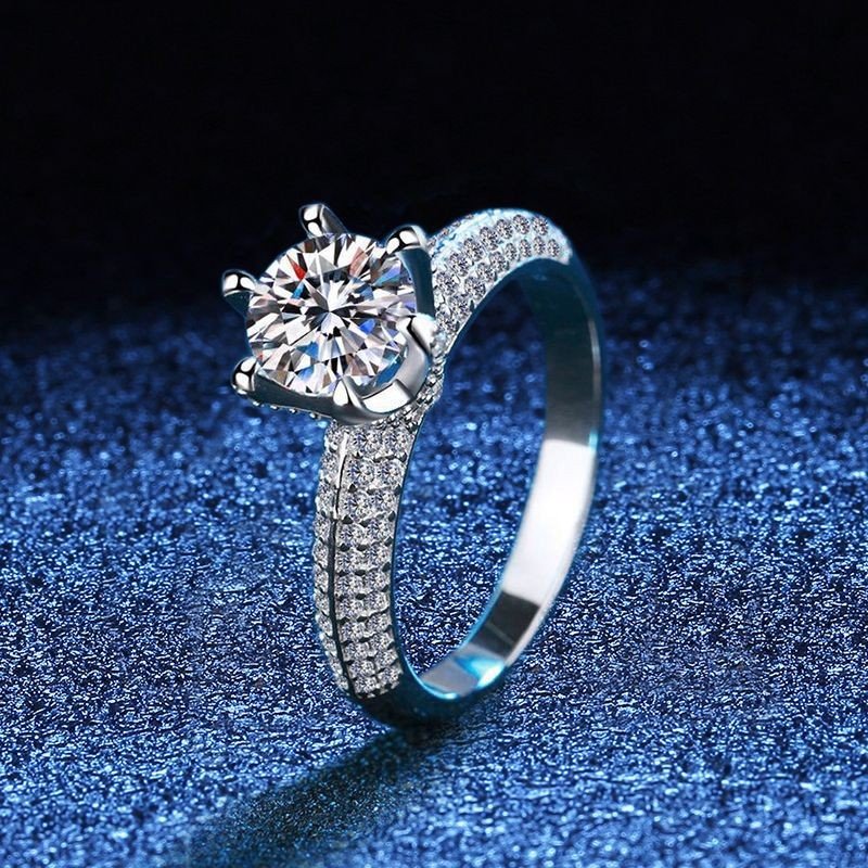 3ct Queen's Ring, Moissanite diamond Rings - VIZR012b