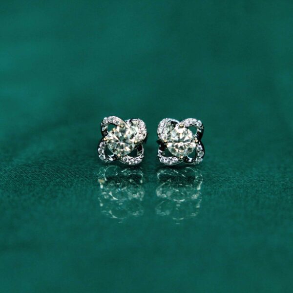 Four leaf Clover, Moissanite simple earrings - MSE006 - Image 2