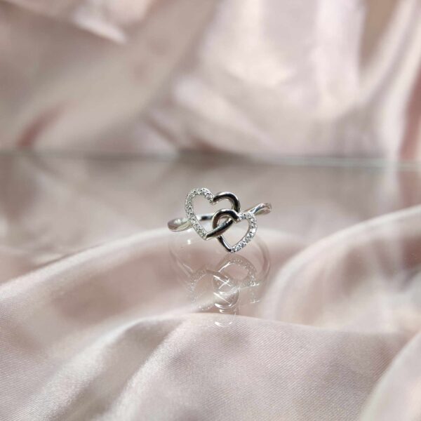 Double Heart Zirconia American Diamond Ring RIVZ001