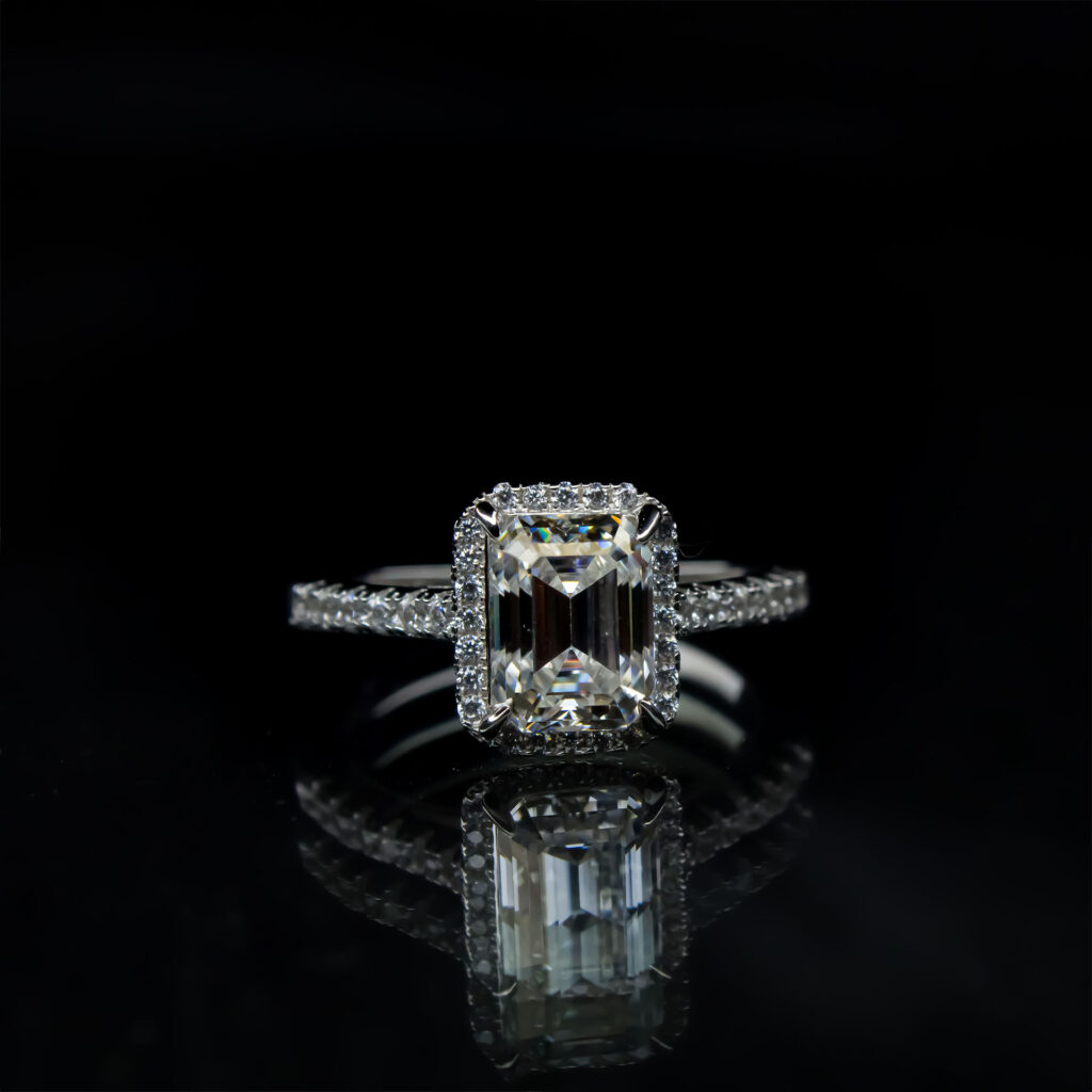 2 CT Emerald Cut, Moissanite diamond Rings