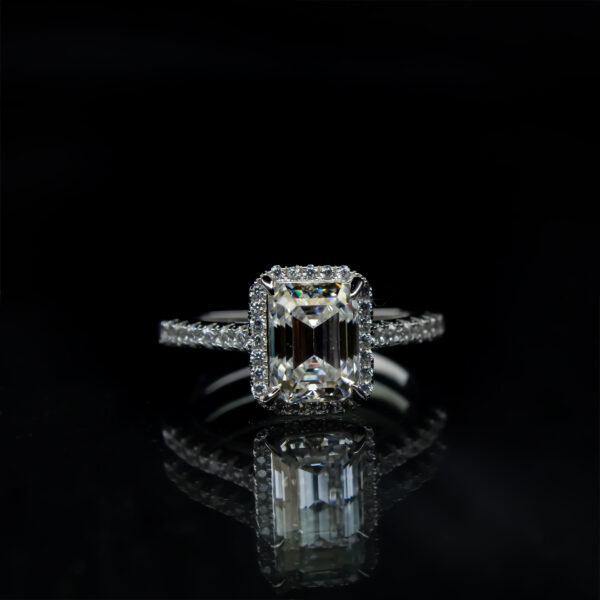 2 CT Emerald Cut, Moissanite diamond Rings - MSJ017