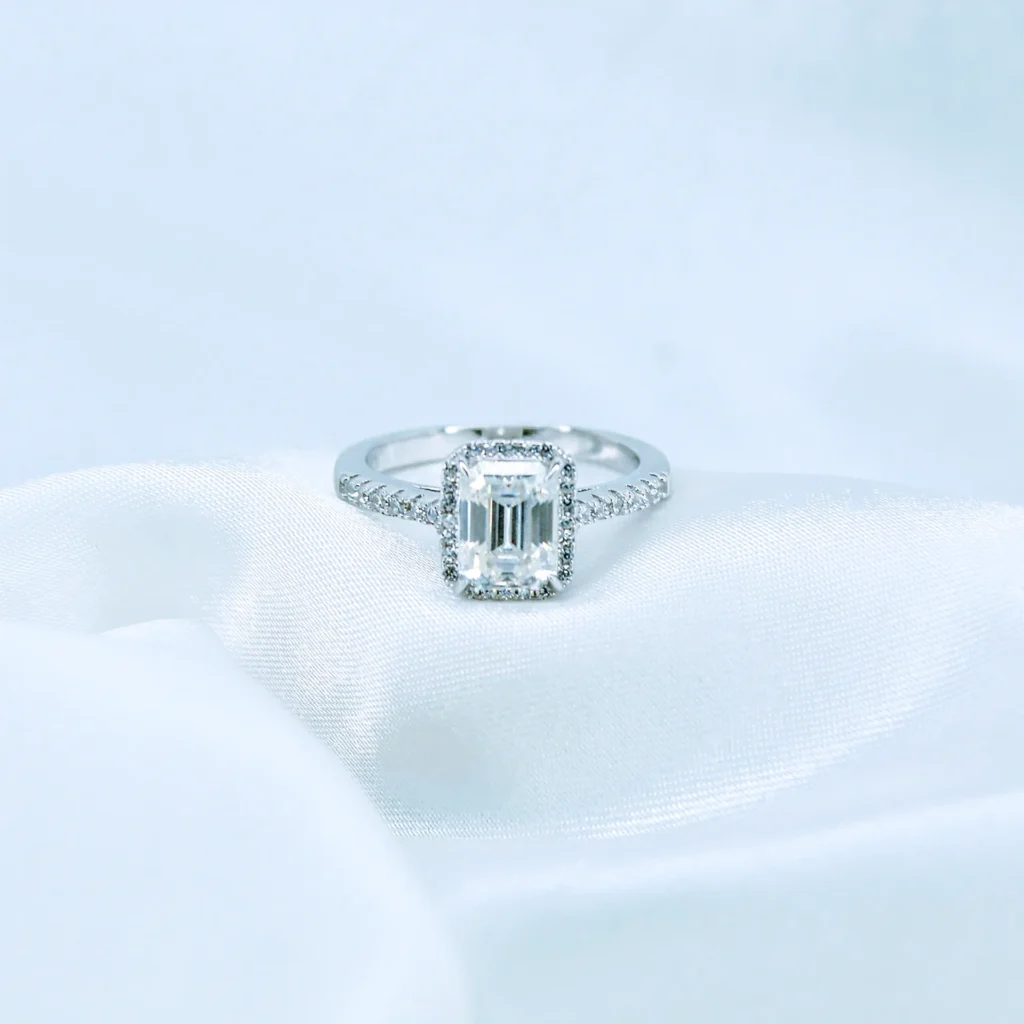 2 CT Emerald Cut, Moissanite diamond Rings