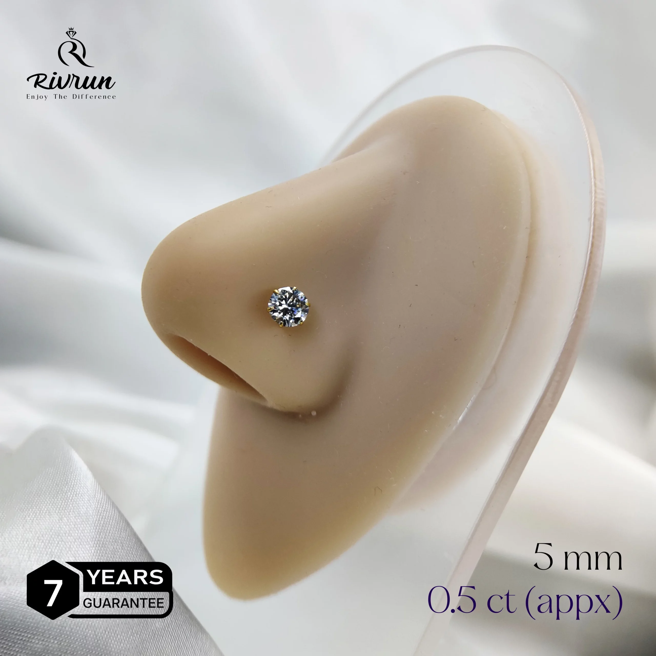 50 Cent, Half carat Moissanite Nosepin - 5mm Moissanite Diamond
