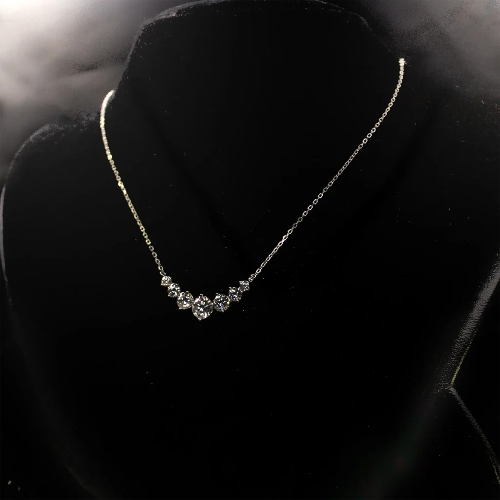 7 Stone, Moissanite diamond Necklace