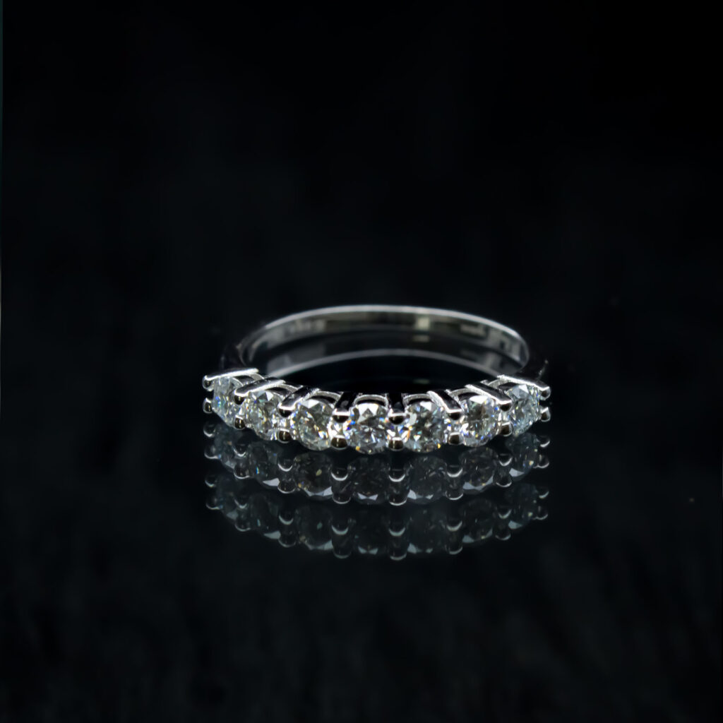 7 Stone Half Eternity, Moissanite diamond Ring