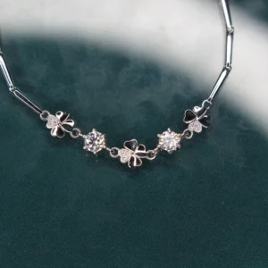Four Leaf Clover, Moissanite Diamond Bracelet