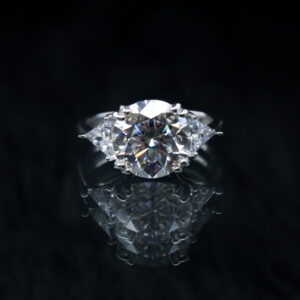 5ct Triangle accent Solitaire, Moissanite Diamond Ring